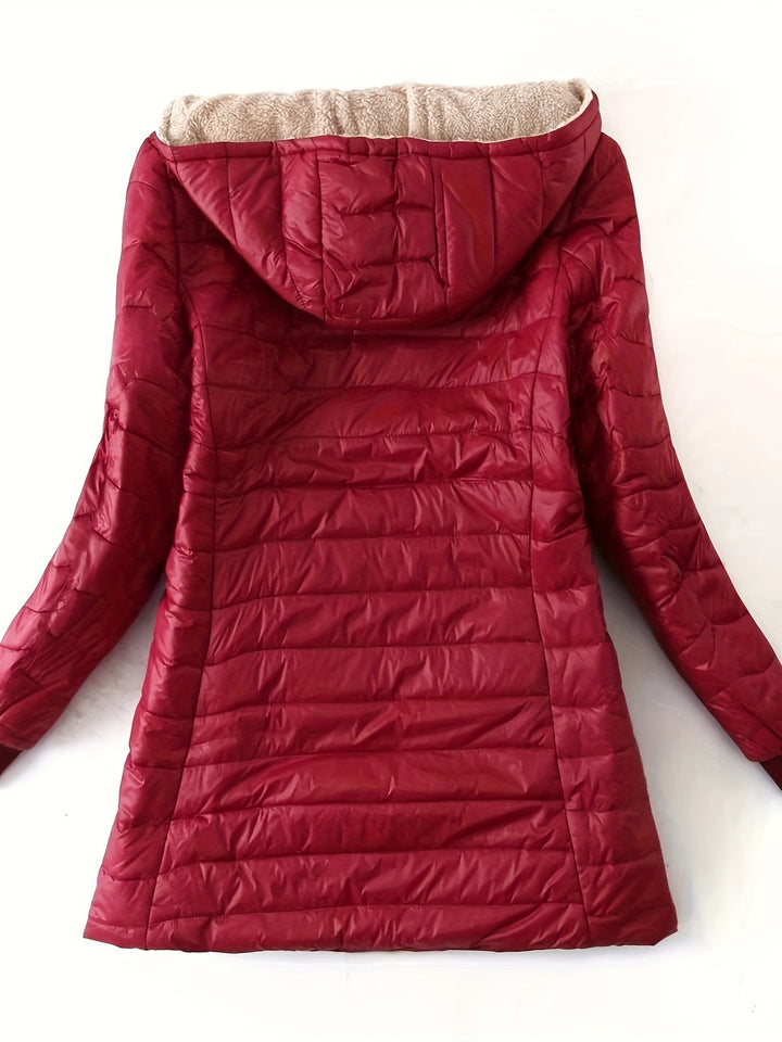 Aaleah  | Women’s quilted mid-length hooded jacket