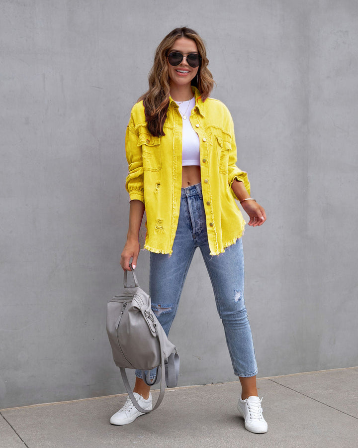 Nica | Women’s oversized denim jacket with distressed details and modern cut