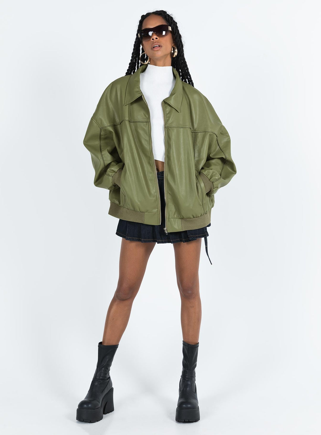 Claritty | Women’s faux leather oversized bomber jacket