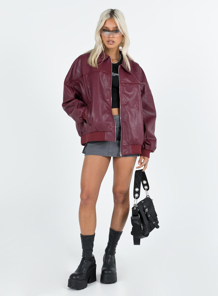Jassy | Women's oversized faux leather bomber jacket