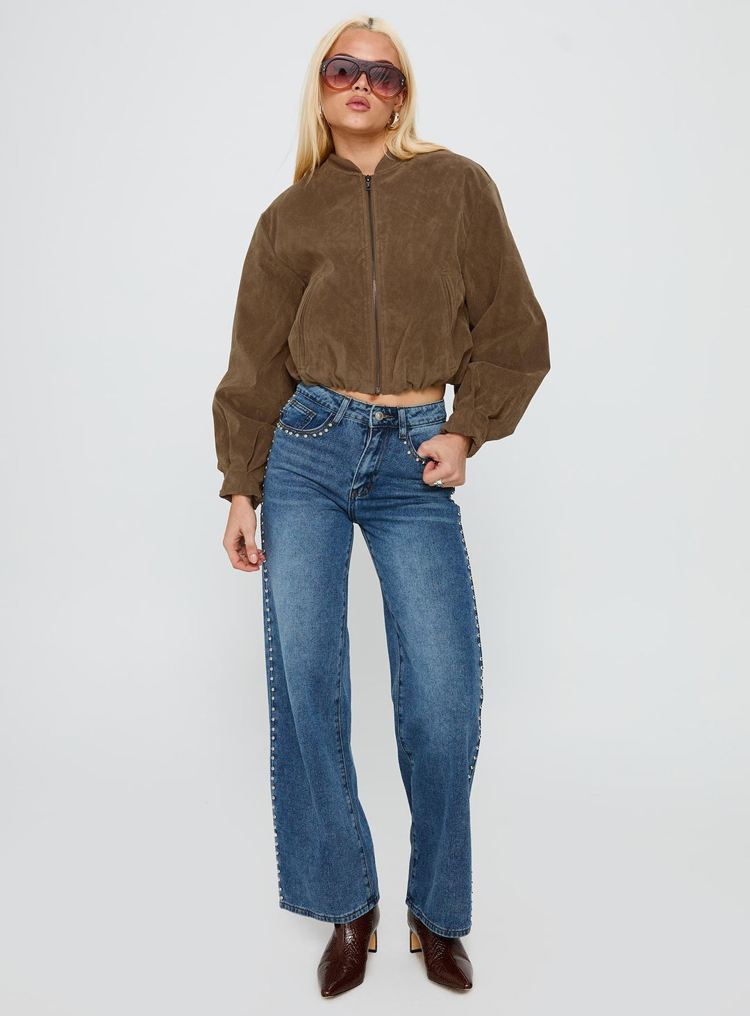 Elizabeth | Women’s faux suede cropped bomber jacket