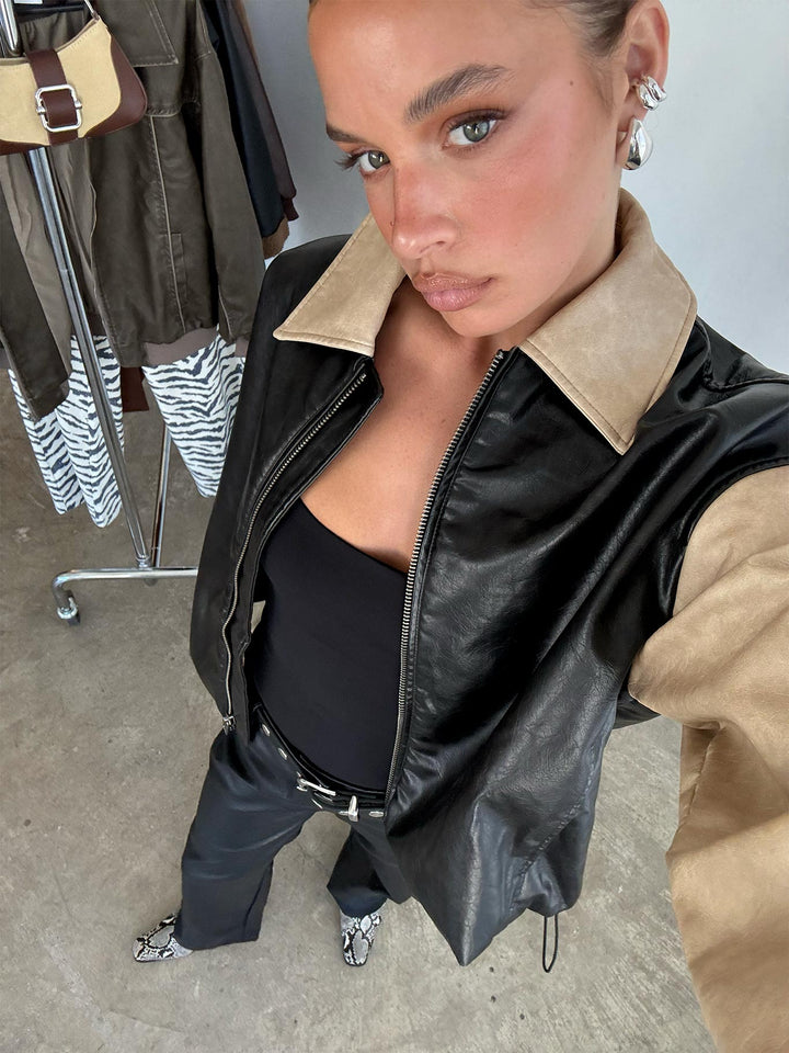 Shane | Women’s two-tone faux leather bomber jacket
