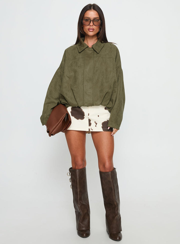 Lovie | Women’s oversized faux suede bomber jacket
