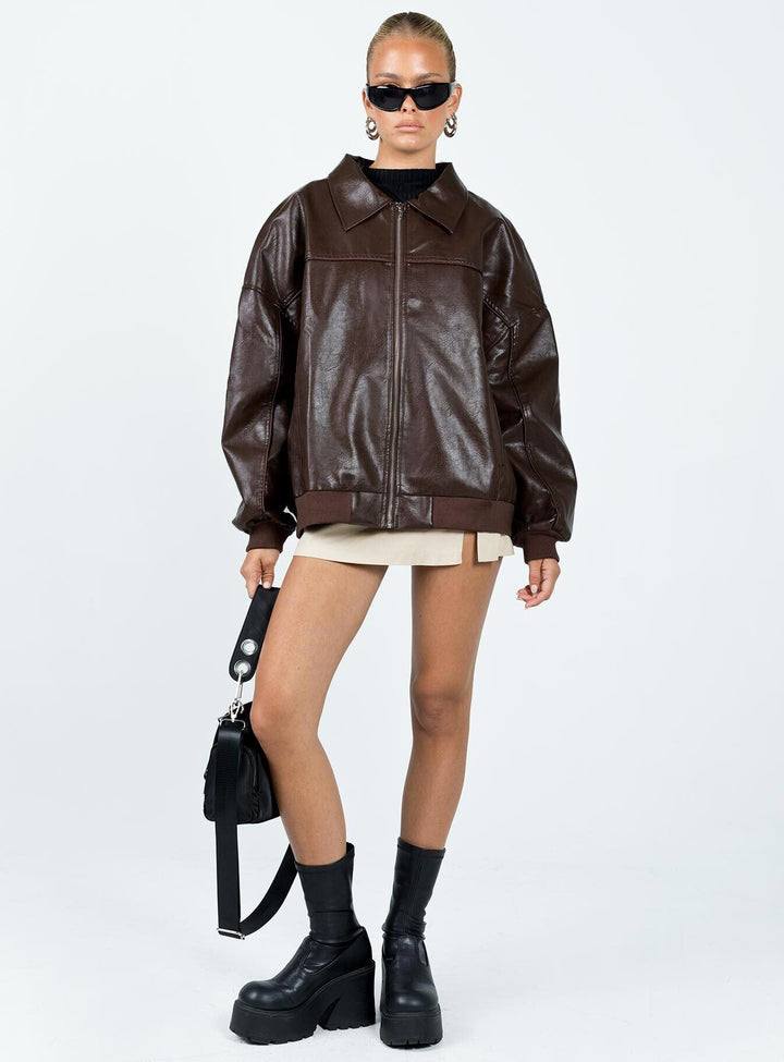 Margie | Women's oversized faux leather bomber jacket