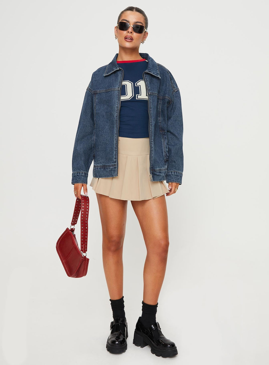 Diane | Women’s oversized denim bomber jacket with zip-up front