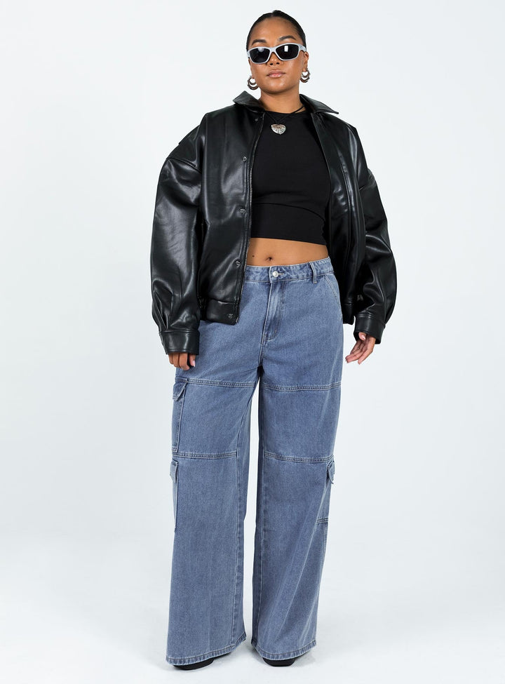 Caroline | Women’s oversized faux leather bomber jacket