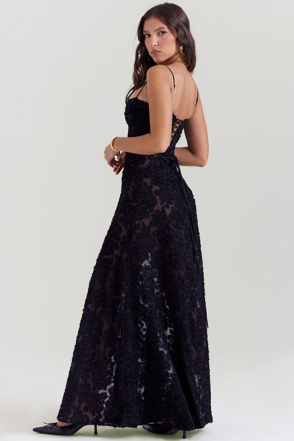 Serena | Elegant evening floral maxi dress
