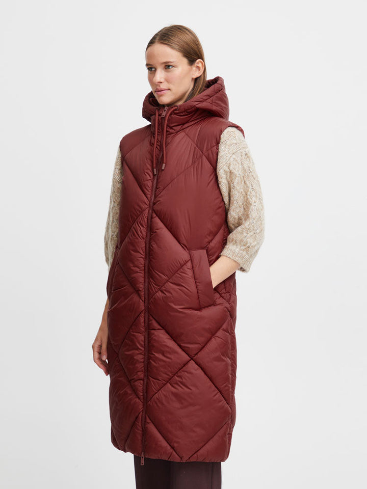 Adalynn | Women’s long quilted puffer vest with hood