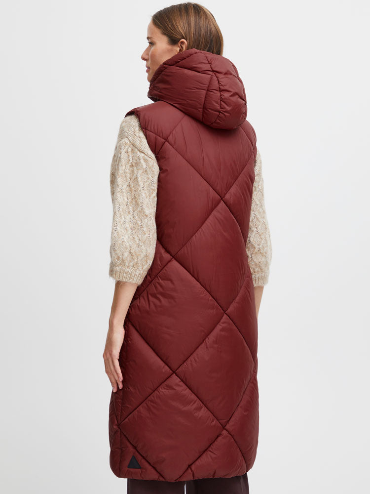 Adalynn | Women’s long quilted puffer vest with hood
