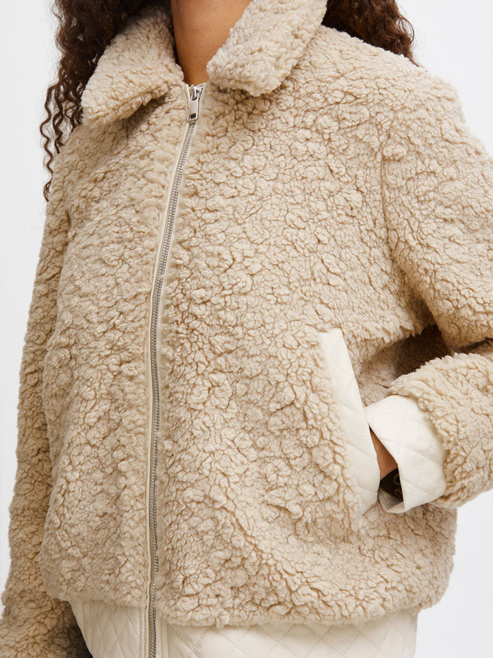 Alpha | Women’s faux shearling zip bomber jacket