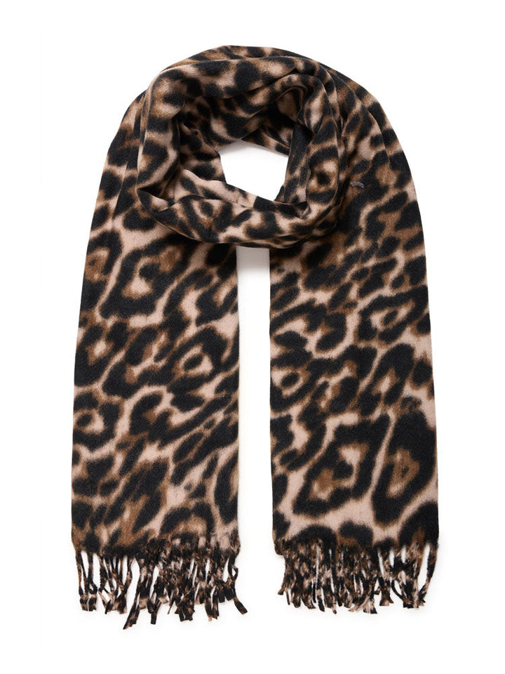 Molly | Women’s leopard print fringe scarf