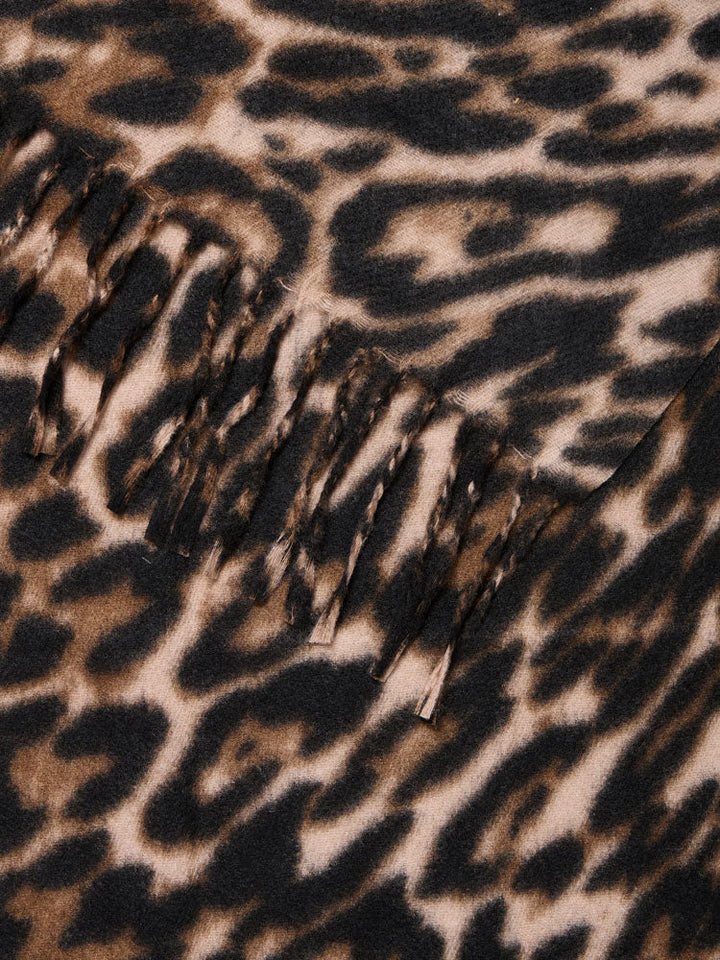 Molly | Women’s leopard print fringe scarf