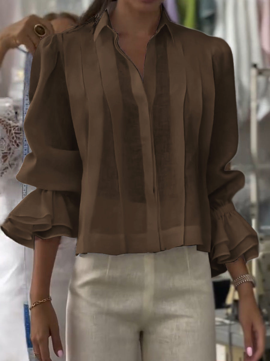 Annalise | Lapel long sleeve polo