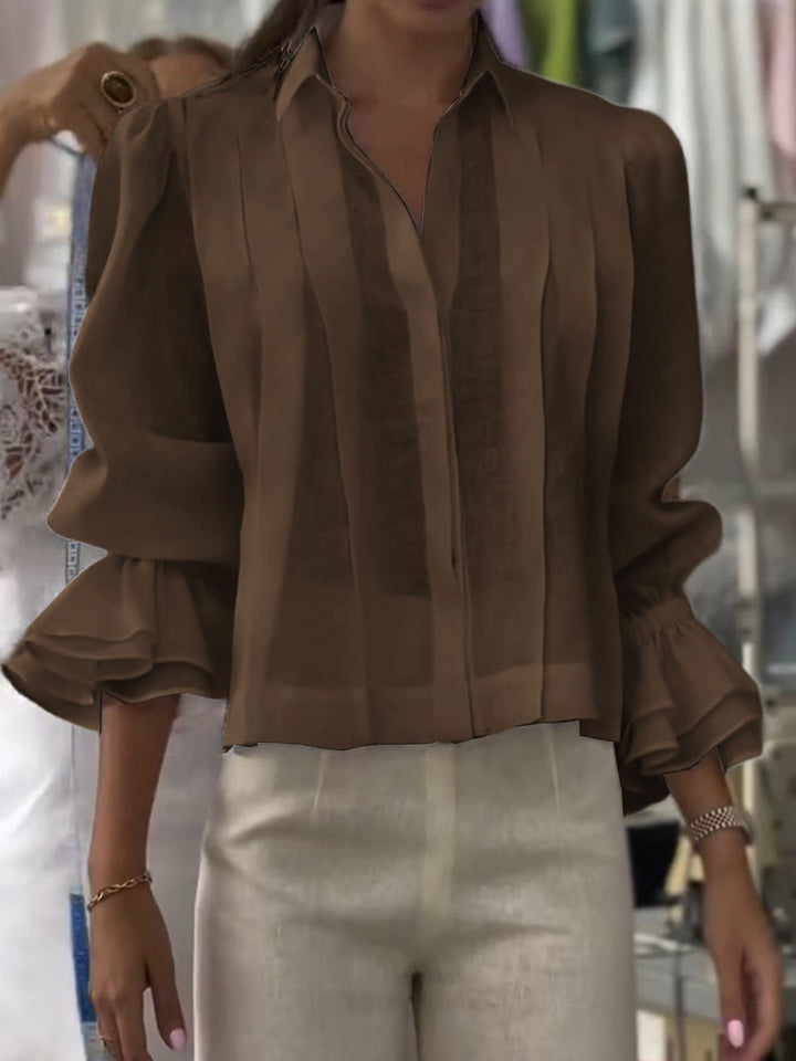 Annalise | Lapel long sleeve polo
