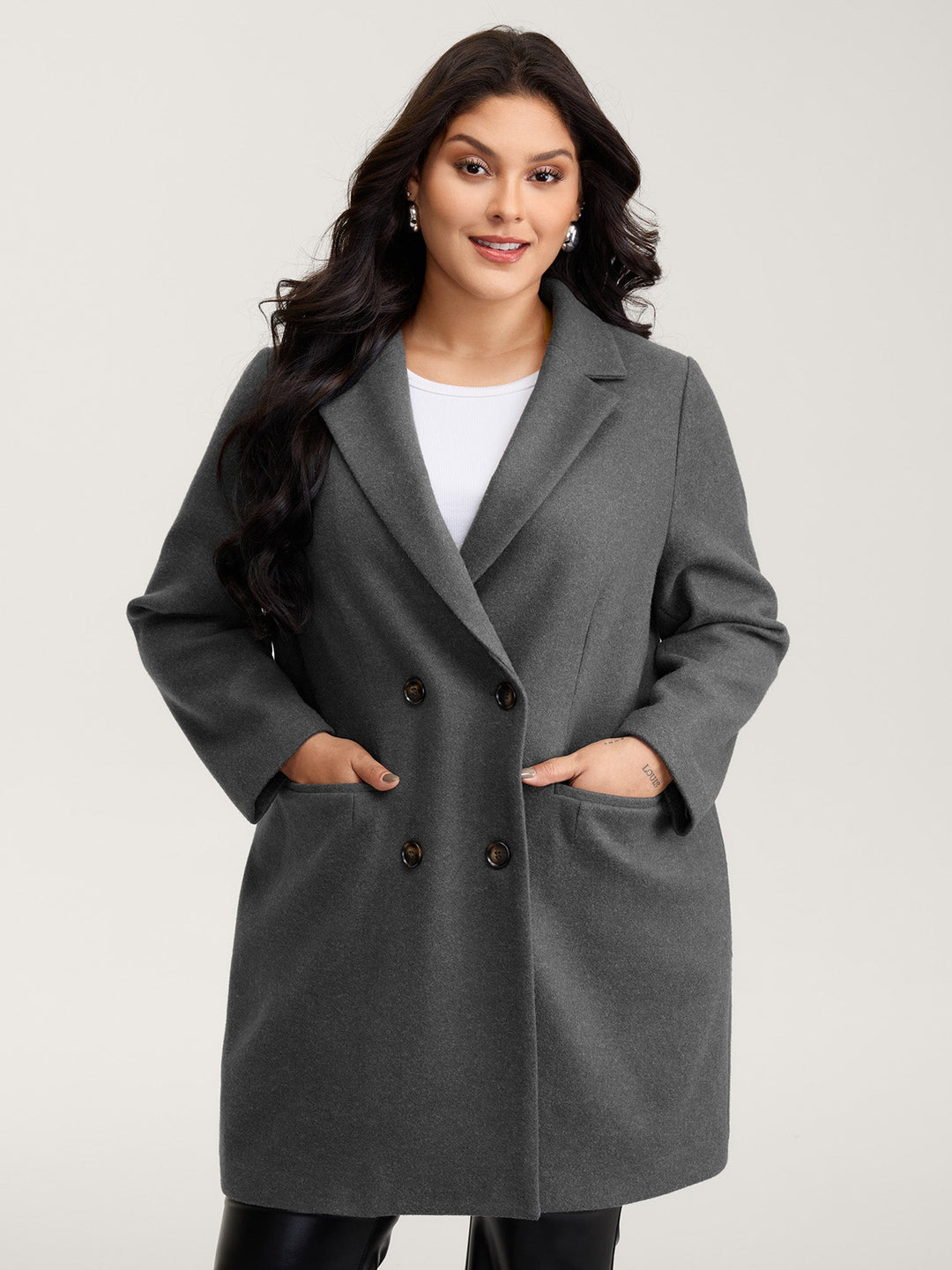 Kaia | Women's double-breasted suit collar buttons pockets coat
