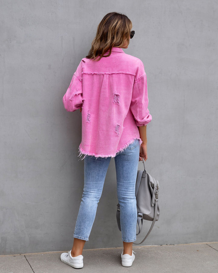 Nica | Women’s oversized denim jacket with distressed details and modern cut