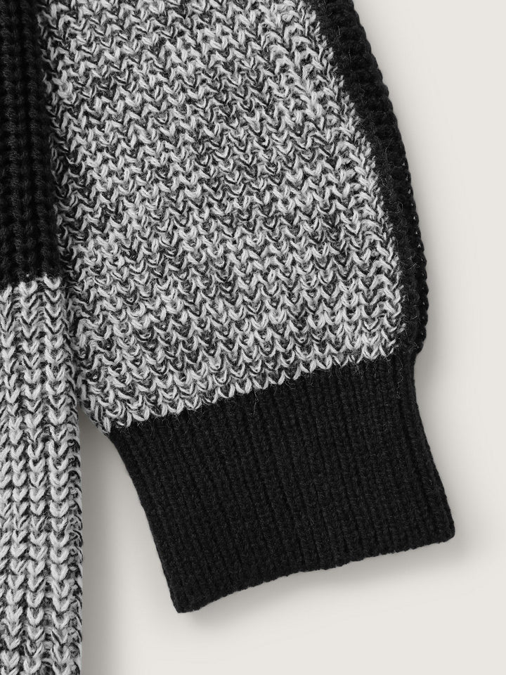 Alina | Women’s color block open-front knit cardigan with patch pockets