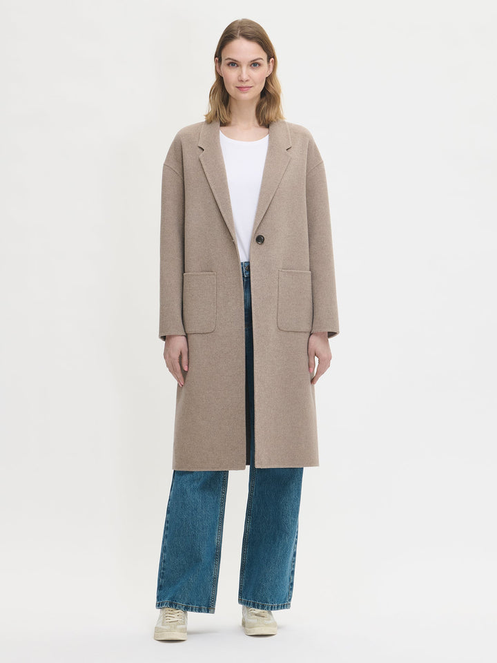 Yasmine | Women’s single button wool blend coat with front patch pockets