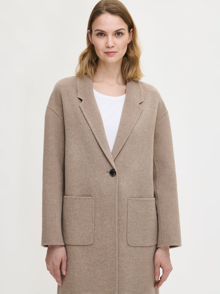 Yasmine | Women’s single button wool blend coat with front patch pockets