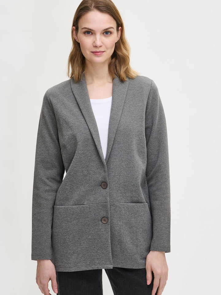 Abigail | Classic button-up style long sleeve gray jacket
