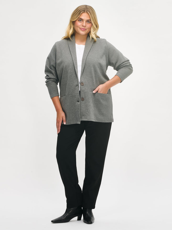 Abigail | Classic button-up style long sleeve gray jacket