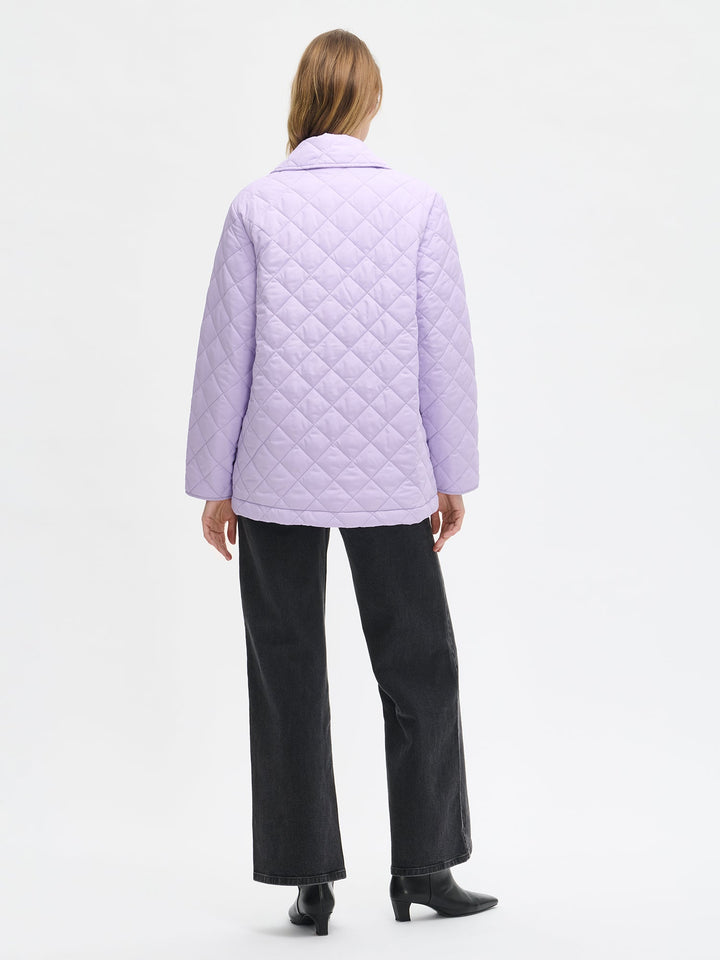 Angie |  Women’s double-breasted quilted jacket with wide lapel collar