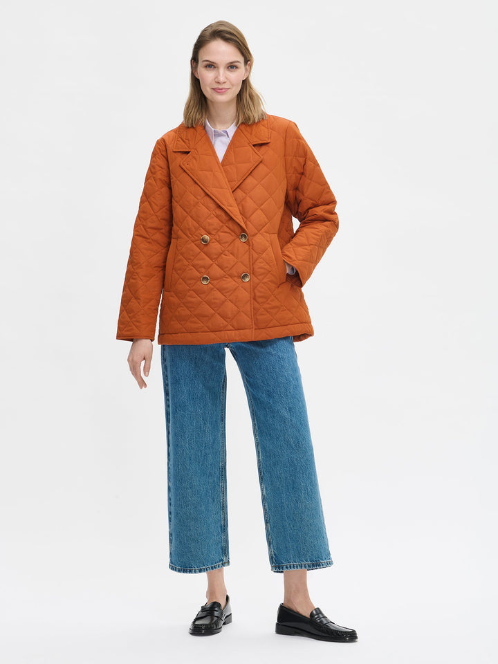 Aviana | Women’s double-breasted quilted jacket with wide lapel collar