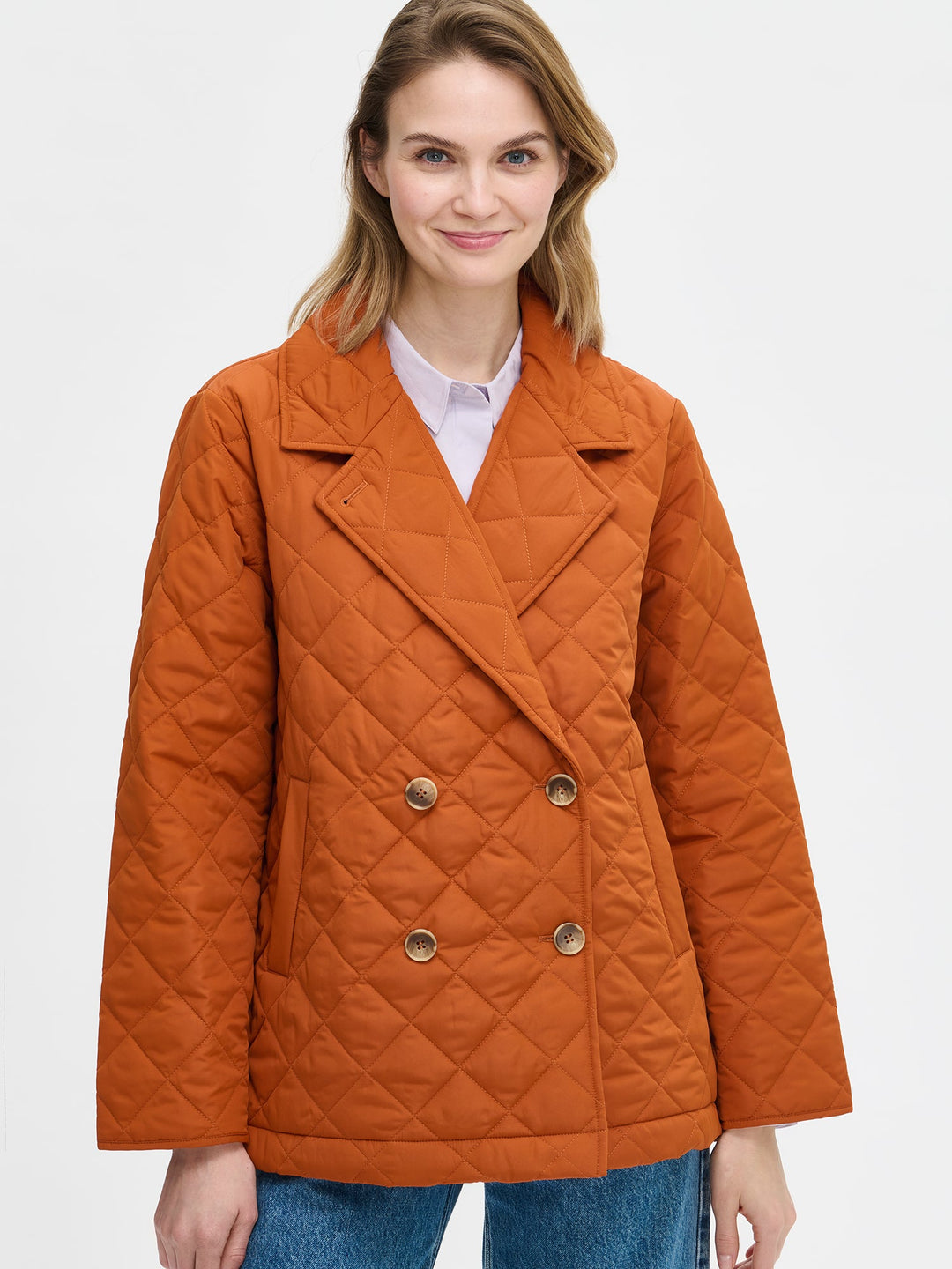 Aviana | Women’s double-breasted quilted jacket with wide lapel collar