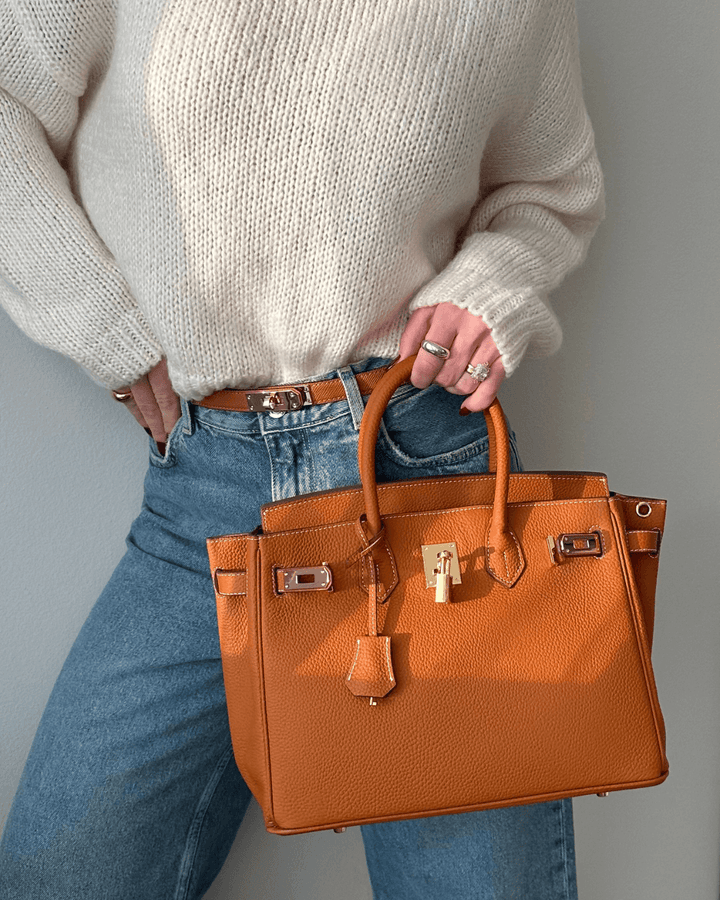 Amaya | Women’s luxurious embossed leather handbag with gold accents