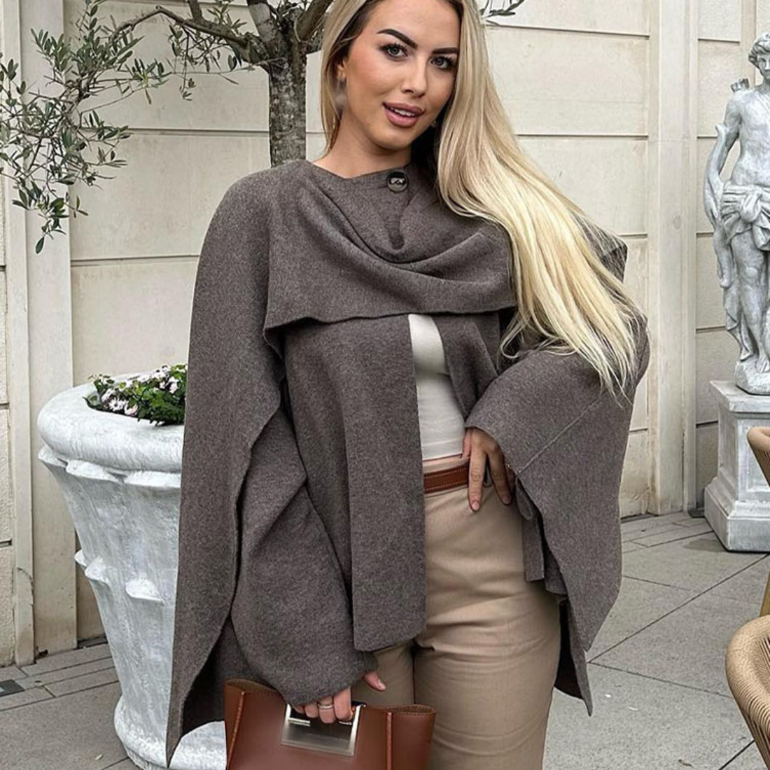 Nori | Women’s cape coat with asymmetrical cut and minimalist design