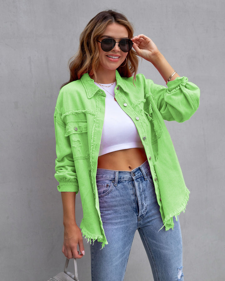 Nica | Women’s oversized denim jacket with distressed details and modern cut