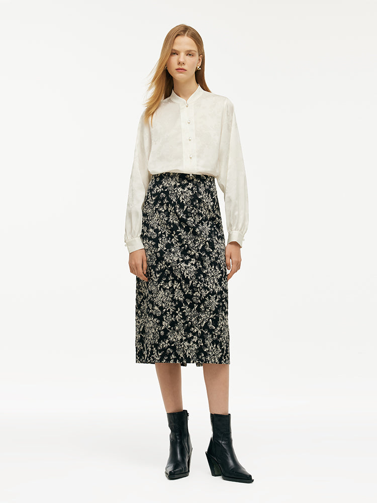 Aspen | Women's floral jacquard stretch pencil skirt