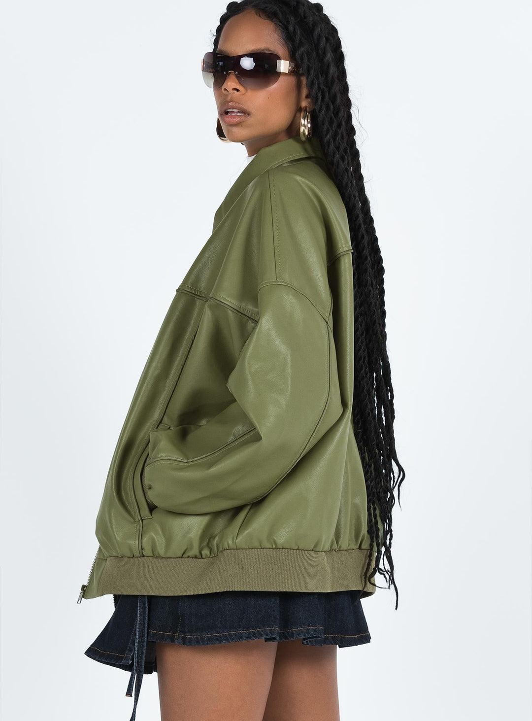 Claritty | Women’s faux leather oversized bomber jacket