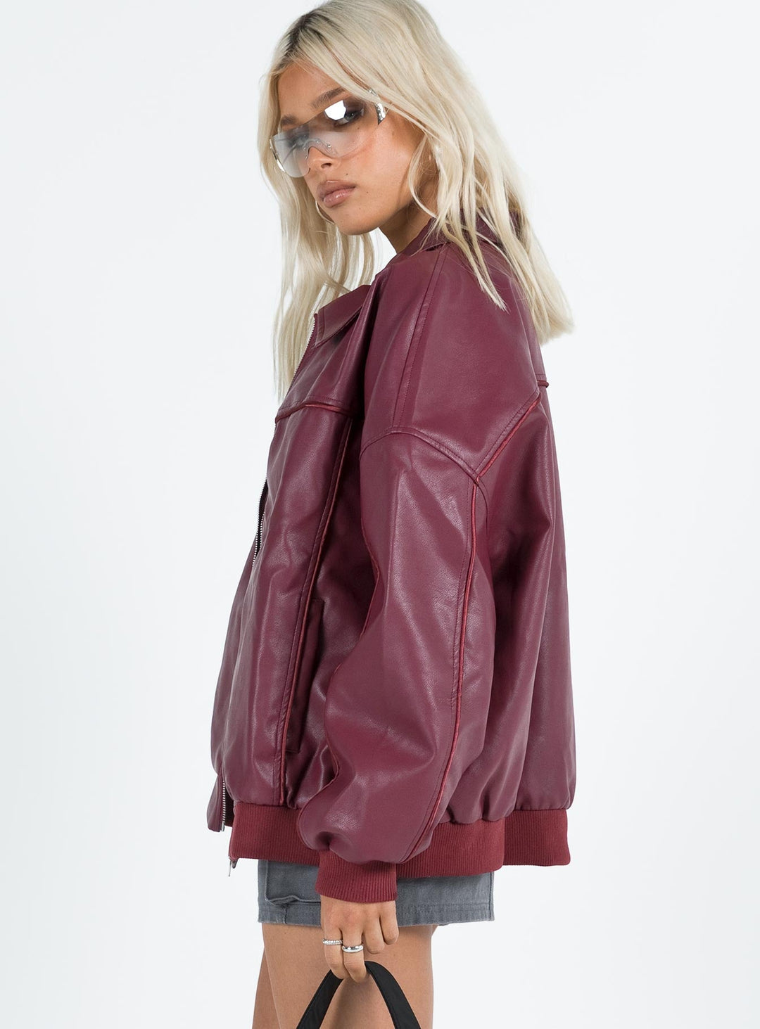 Jassy | Women's oversized faux leather bomber jacket