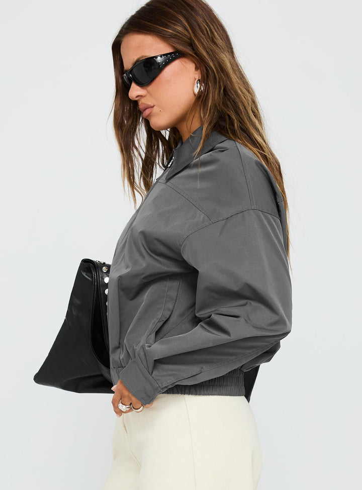 Michelle | Women’s oversized bomber jacket with zip front and ribbed waistband