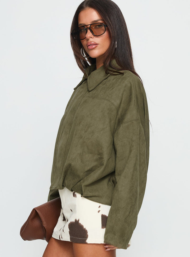 Lovie | Women’s oversized faux suede bomber jacket