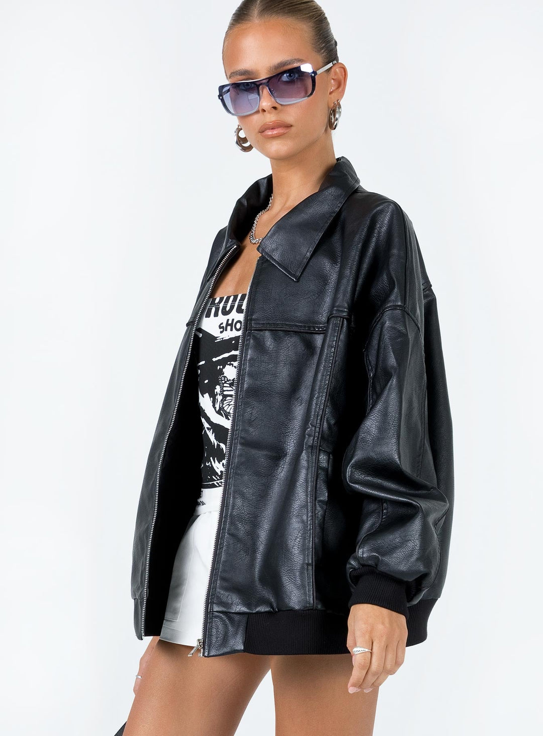 Camilla | Women's oversized faux leather bomber jacket