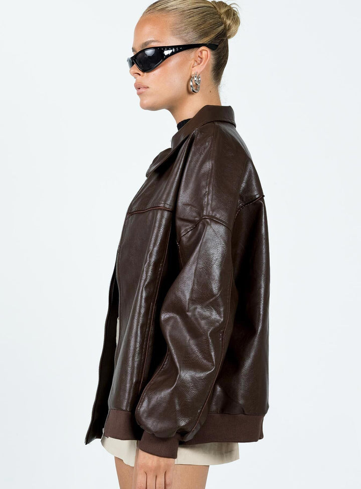 Margie | Women's oversized faux leather bomber jacket