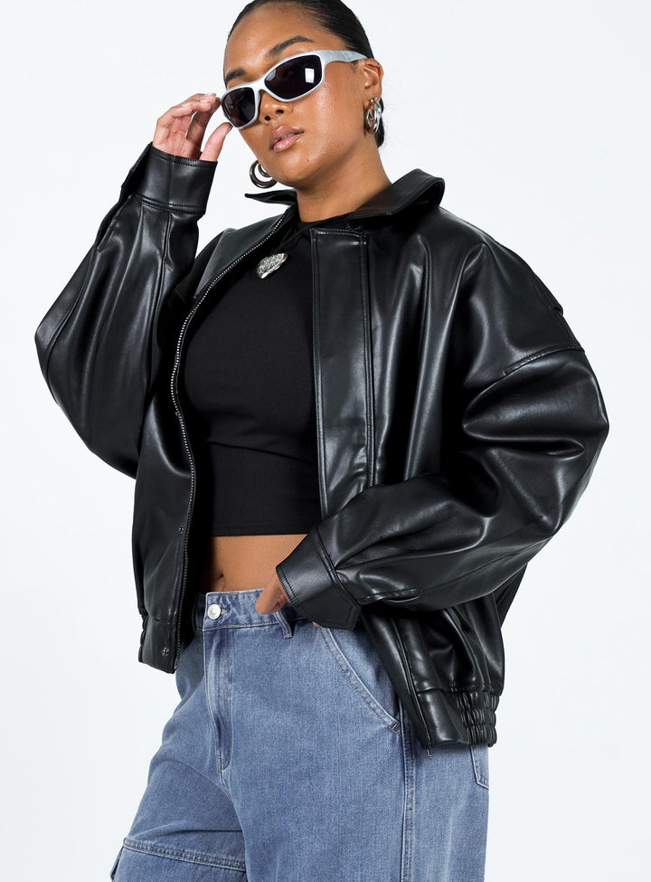 Caroline | Women’s oversized faux leather bomber jacket