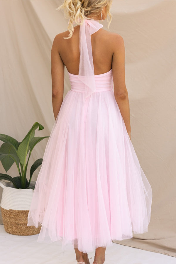 Vina | Women’s tulle midi dress with fitted bodice