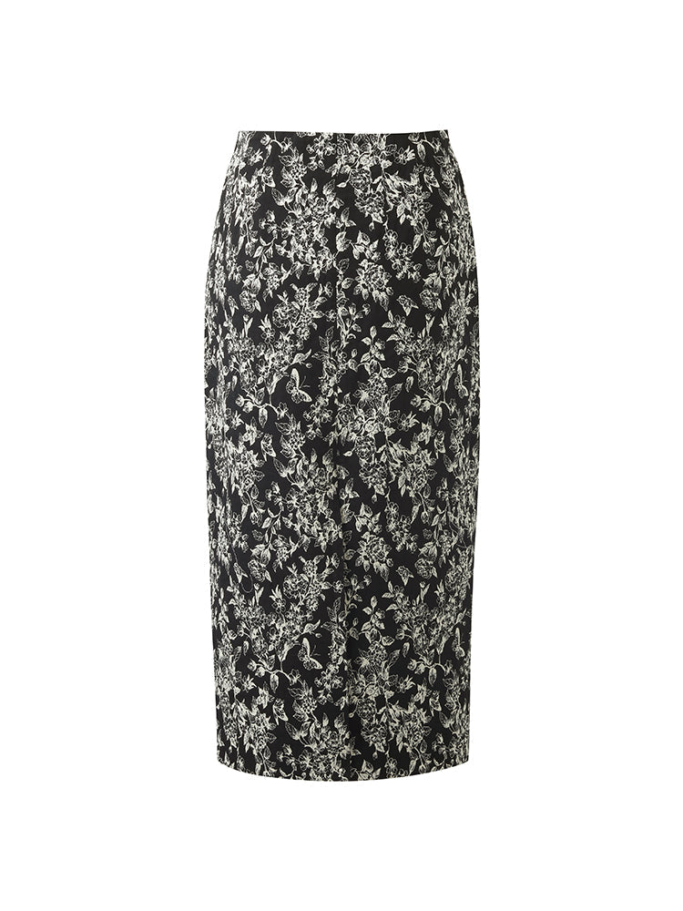 Aspen | Women's floral jacquard stretch pencil skirt