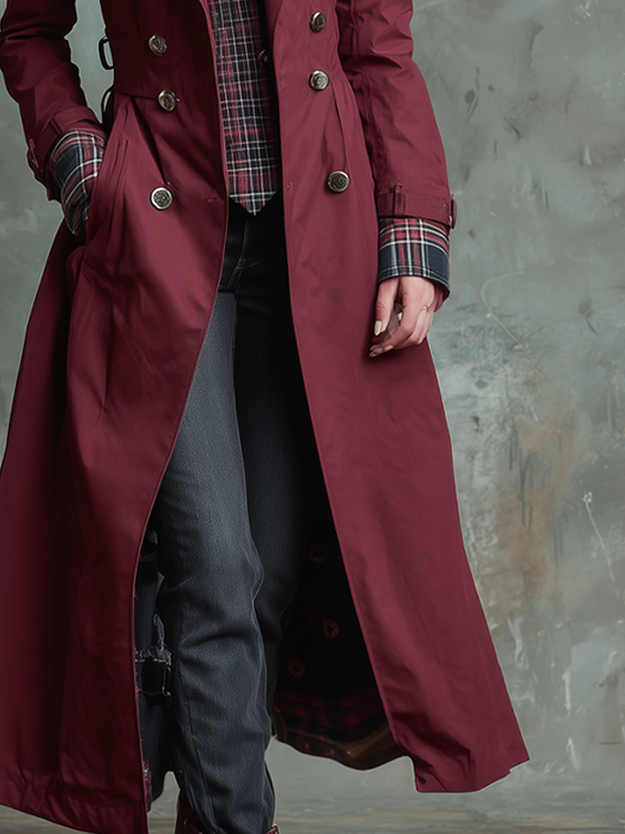 Melina | Women’s retro trench coat with pockets and long sleeves