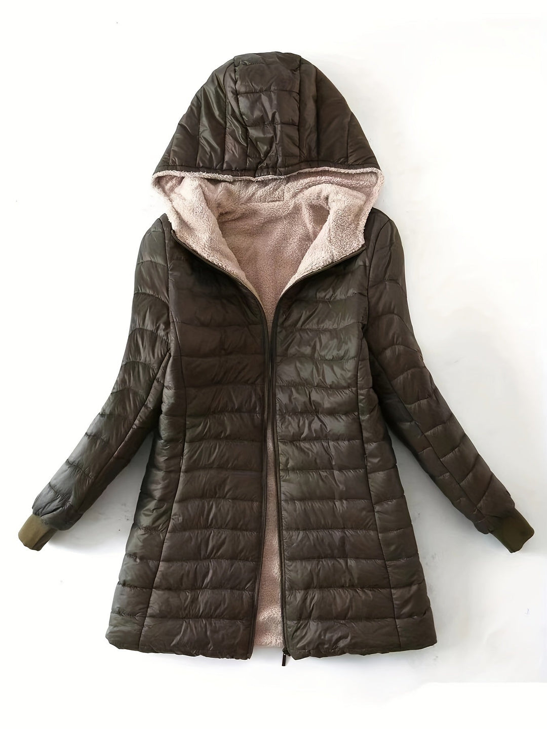 Aaleah  | Women’s quilted mid-length hooded jacket