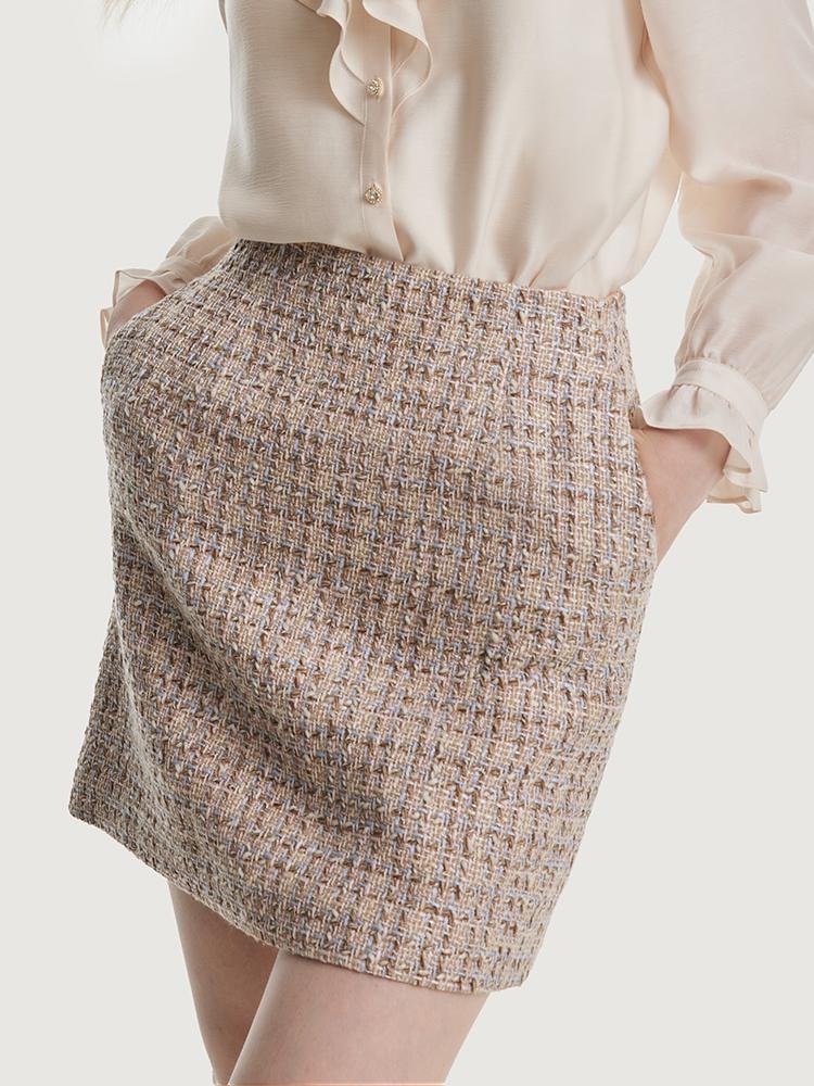 Hallie | Women's A-line woolen tweed mini skirt