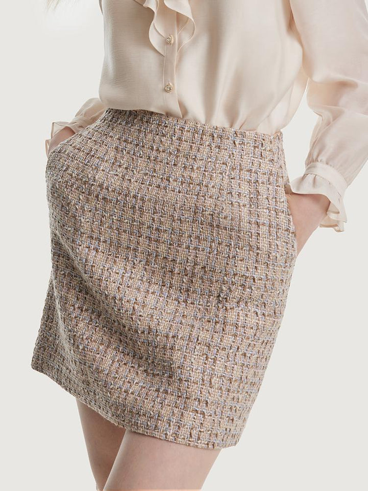 Hallie | Women's A-line woolen tweed mini skirt
