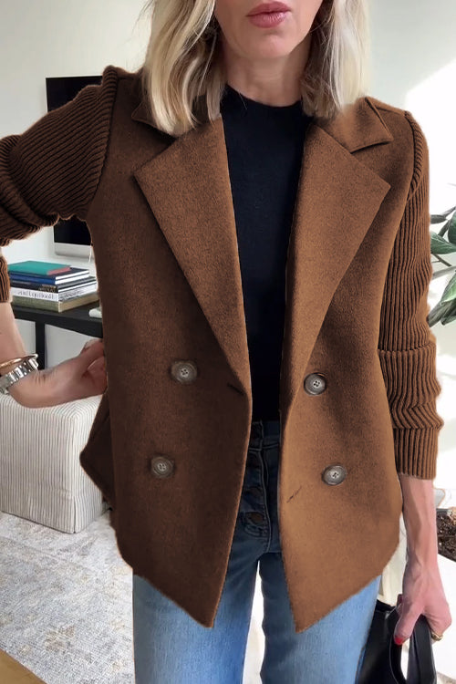 Indie | Women’s knit sleeve blazer with double-breasted and structured lapels