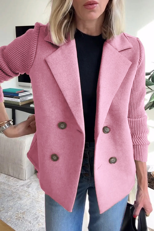 Indie | Women’s knit sleeve blazer with double-breasted and structured lapels