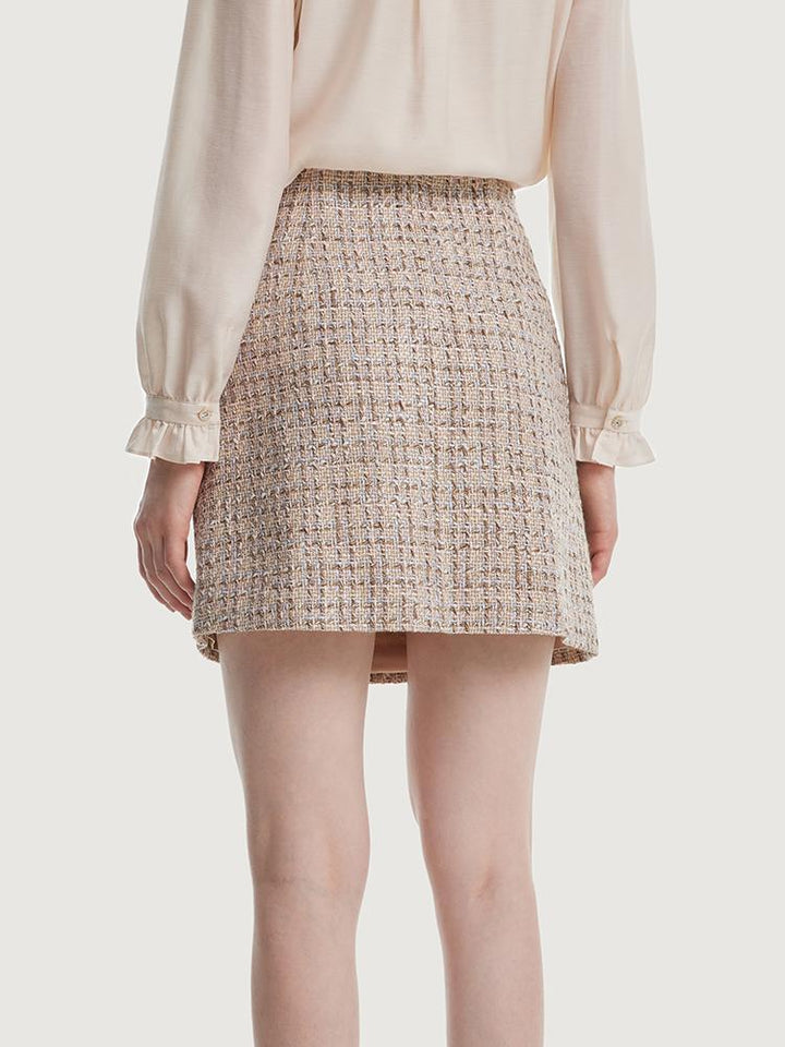 Hallie | Women's A-line woolen tweed mini skirt