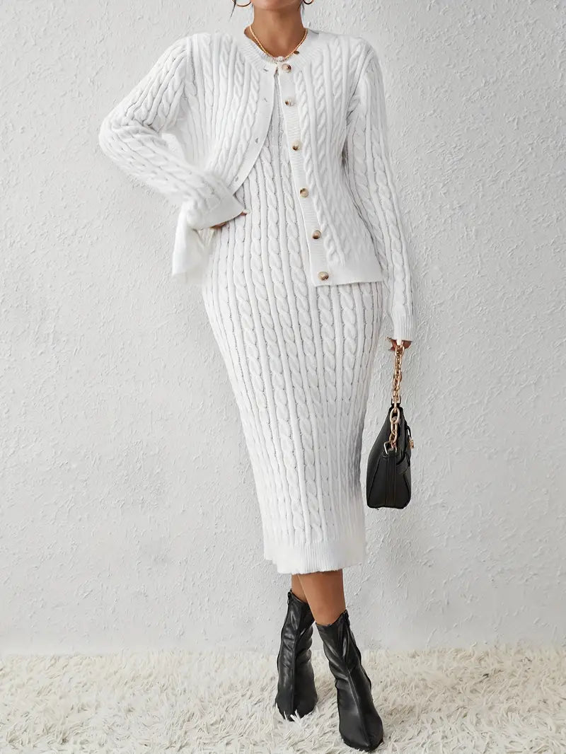 Rox| Women’s two-piece cardigan set with longline layer and matching top