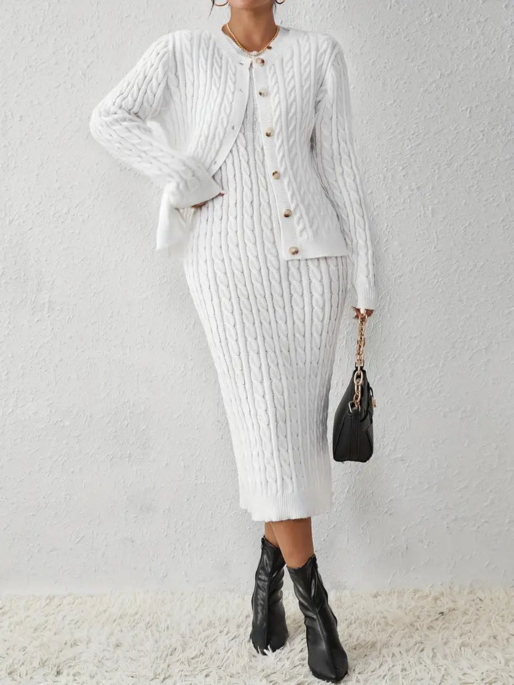Rox| Women’s two-piece cardigan set with longline layer and matching top